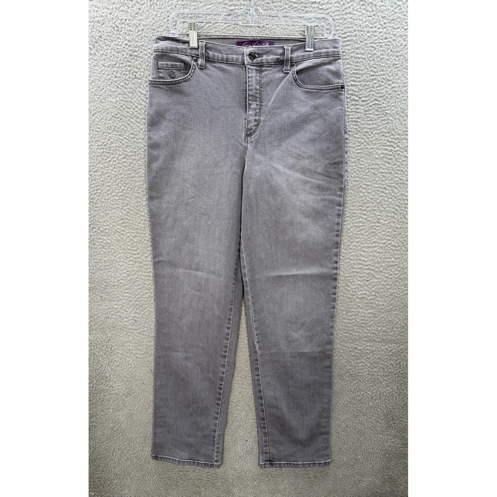 Gloria Vanderbilt Jeans Womens 10 Gray Denim Amanda Blossom Stretch Embellished